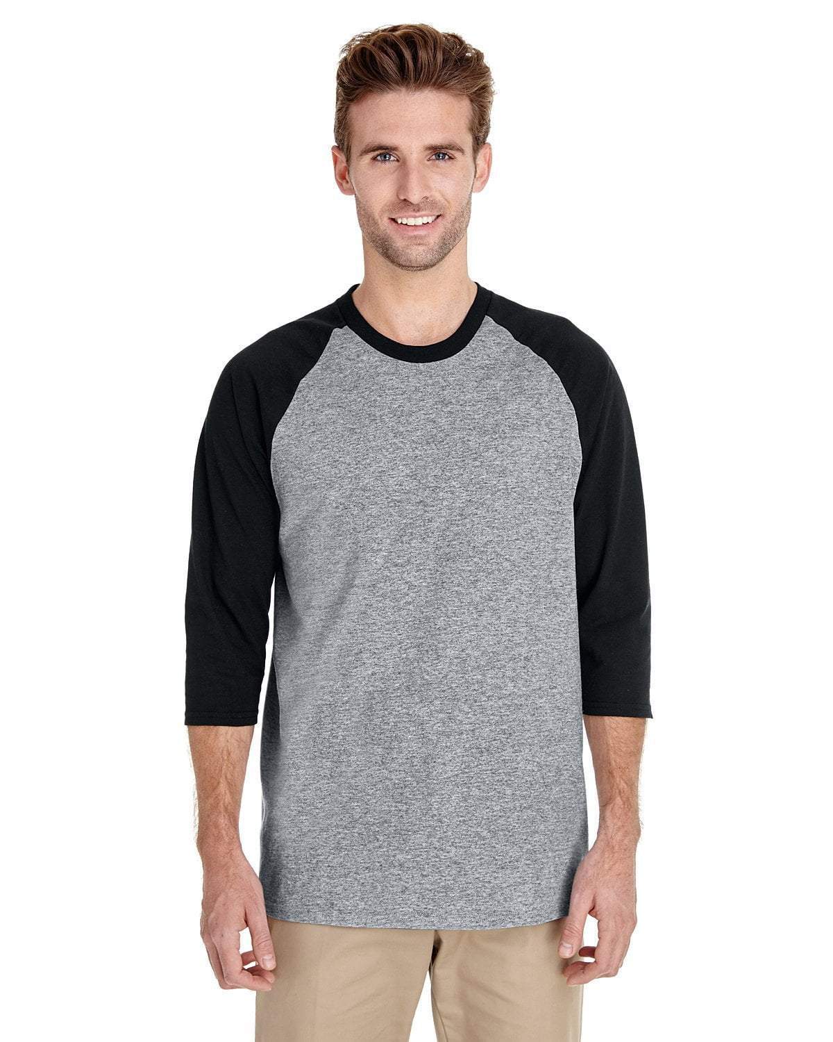 Gildan SPORT GREY/BLK / S Apparel Apparel | Raglan T-shirt Wholesale Craft Sign Vinyl Monroe GA 30656
