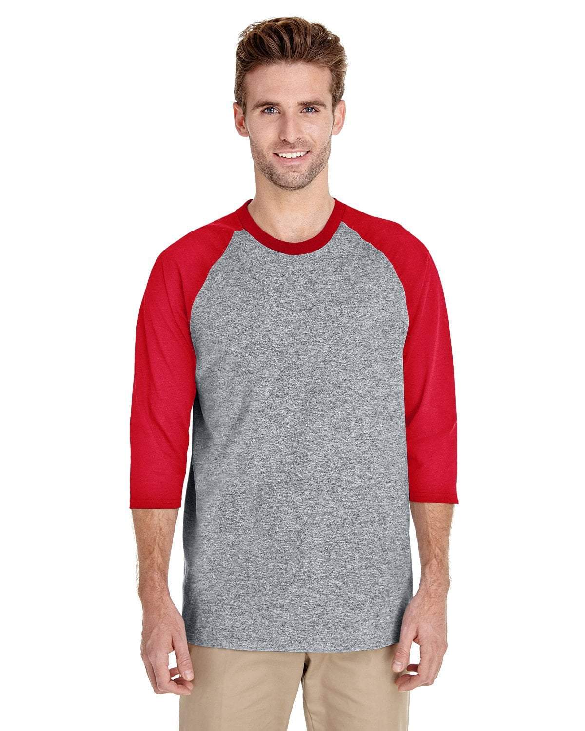Gildan SPORT GREY/RED / S Apparel Apparel | Raglan T-shirt Wholesale Craft Sign Vinyl Monroe GA 30656
