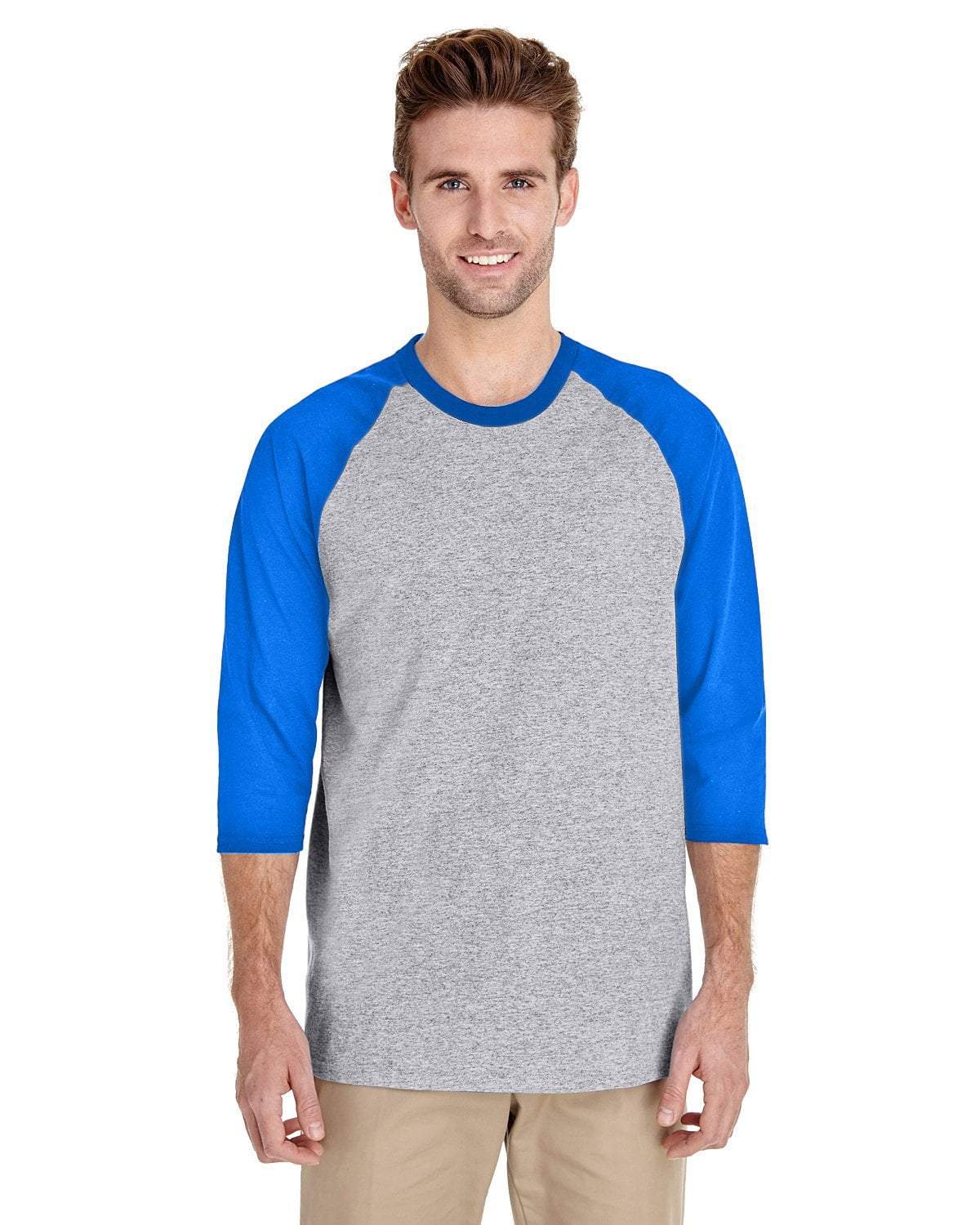 Gildan SPORT GRY/ROYAL / S Apparel Apparel | Raglan T-shirt Wholesale Craft Sign Vinyl Monroe GA 30656