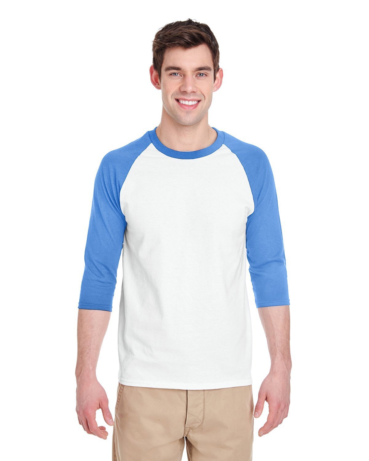 Gildan WHITE/CAROLINA BLUE / S Apparel Apparel | Raglan T-shirt Wholesale Craft Sign Vinyl Monroe GA 30656