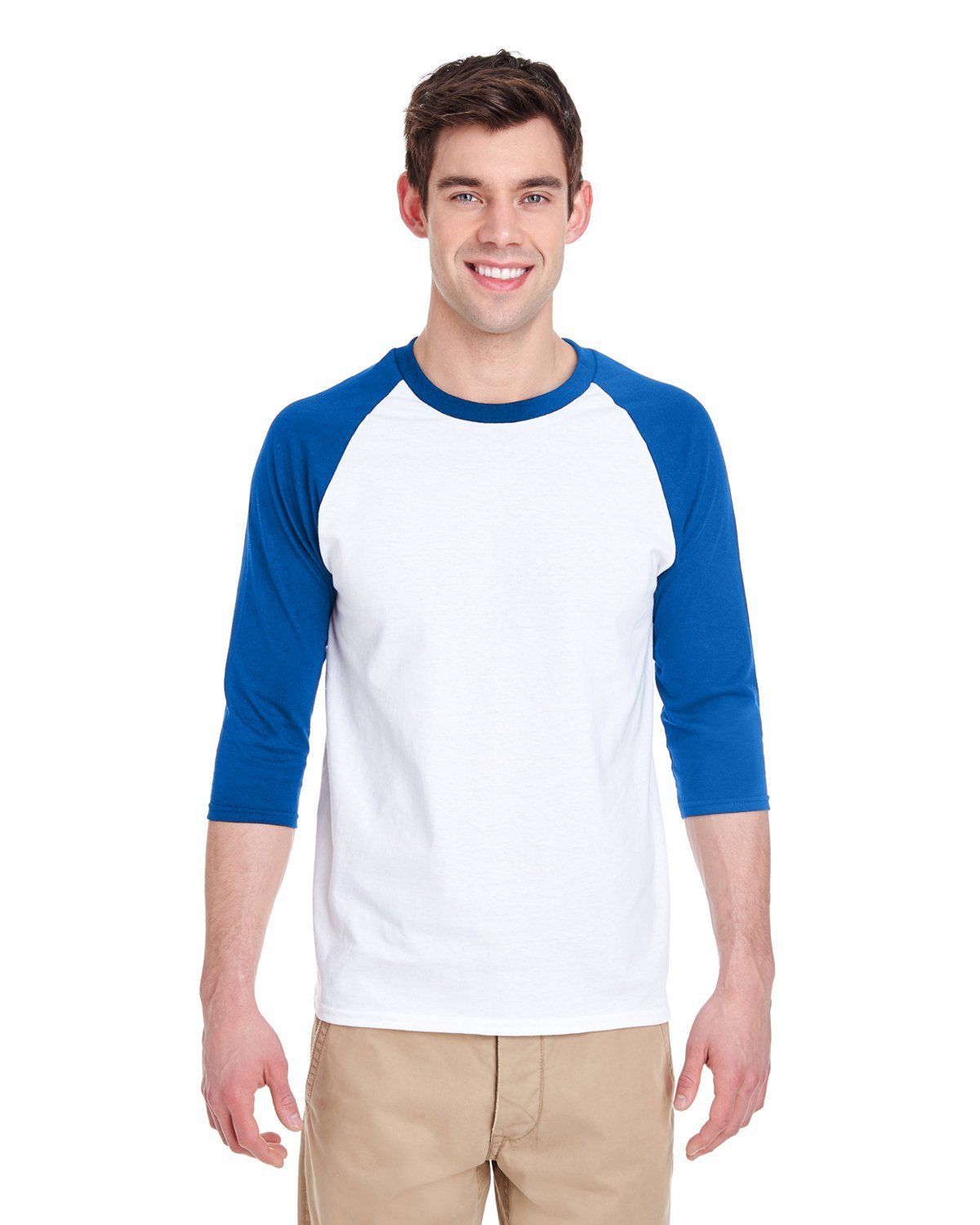 Gildan WHITE/ROYAL / S Apparel Apparel | Raglan T-shirt Wholesale Craft Sign Vinyl Monroe GA 30656