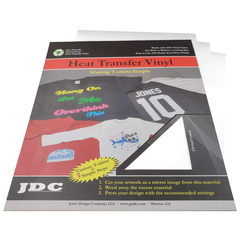 JDC (01) White / 3- 10" x 12" Sheets HTV Craft Packs HTV | Craft Packs | Sublimation Block Wholesale Craft Sign Vinyl Monroe GA 30656