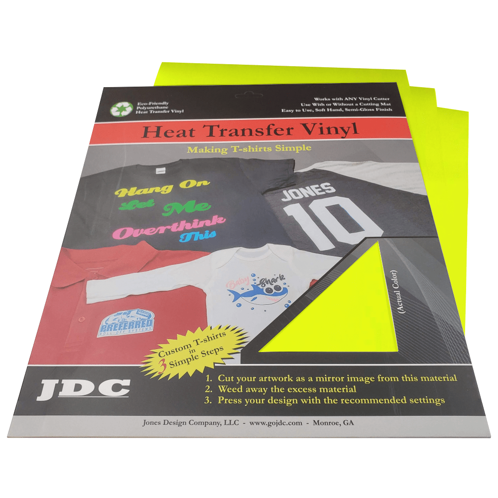 JDC (02) Neon Yellow / 3- 10" x 12" Sheets HTV Craft Packs HTV | Craft Packs | Sublimation Block Wholesale Craft Sign Vinyl Monroe GA 30656
