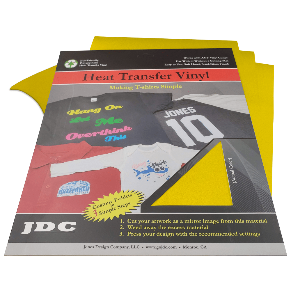 JDC (02) Yellow / 3- 10" x 12" Sheets HTV Craft Packs HTV | Craft Packs | 3D Flock Wholesale Craft Sign Vinyl Monroe GA 30656