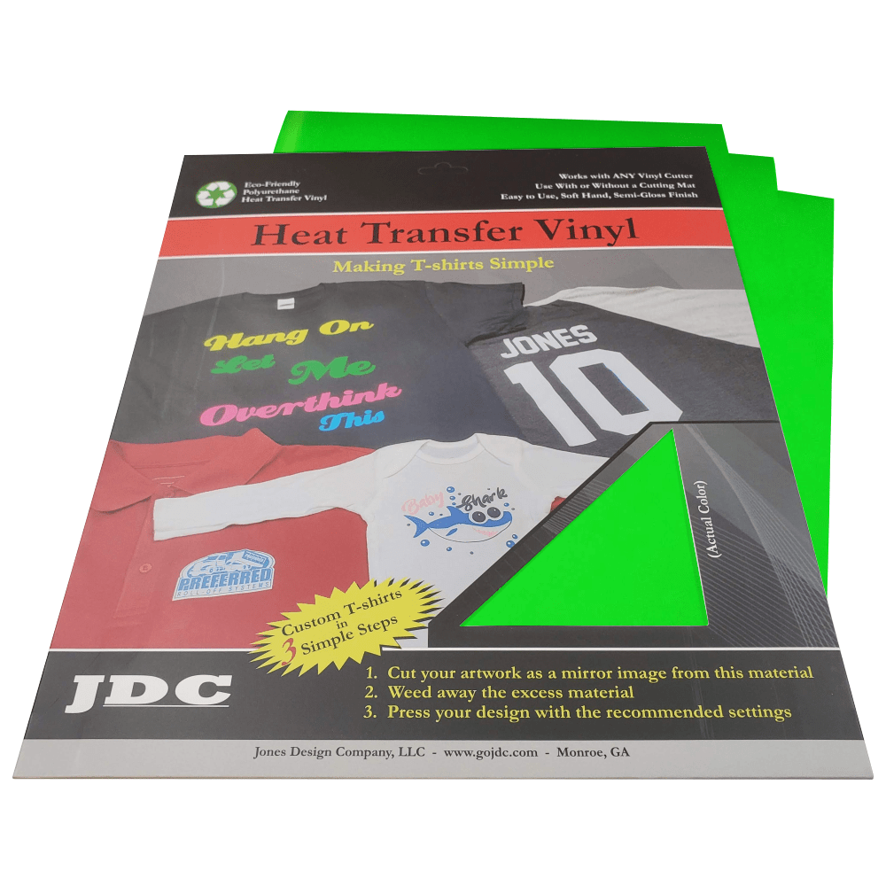 JDC (05) Neon Green / 3- 10" x 12" Sheets HTV Craft Packs HTV | Craft Packs | Sublimation Block Wholesale Craft Sign Vinyl Monroe GA 30656