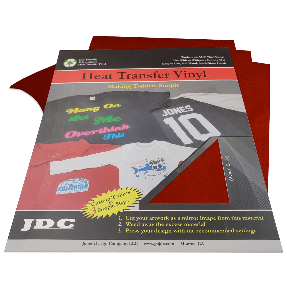 JDC (05) Red / 3- 10" x 12" Sheets HTV Craft Packs HTV | Craft Packs | 3D Flock Wholesale Craft Sign Vinyl Monroe GA 30656