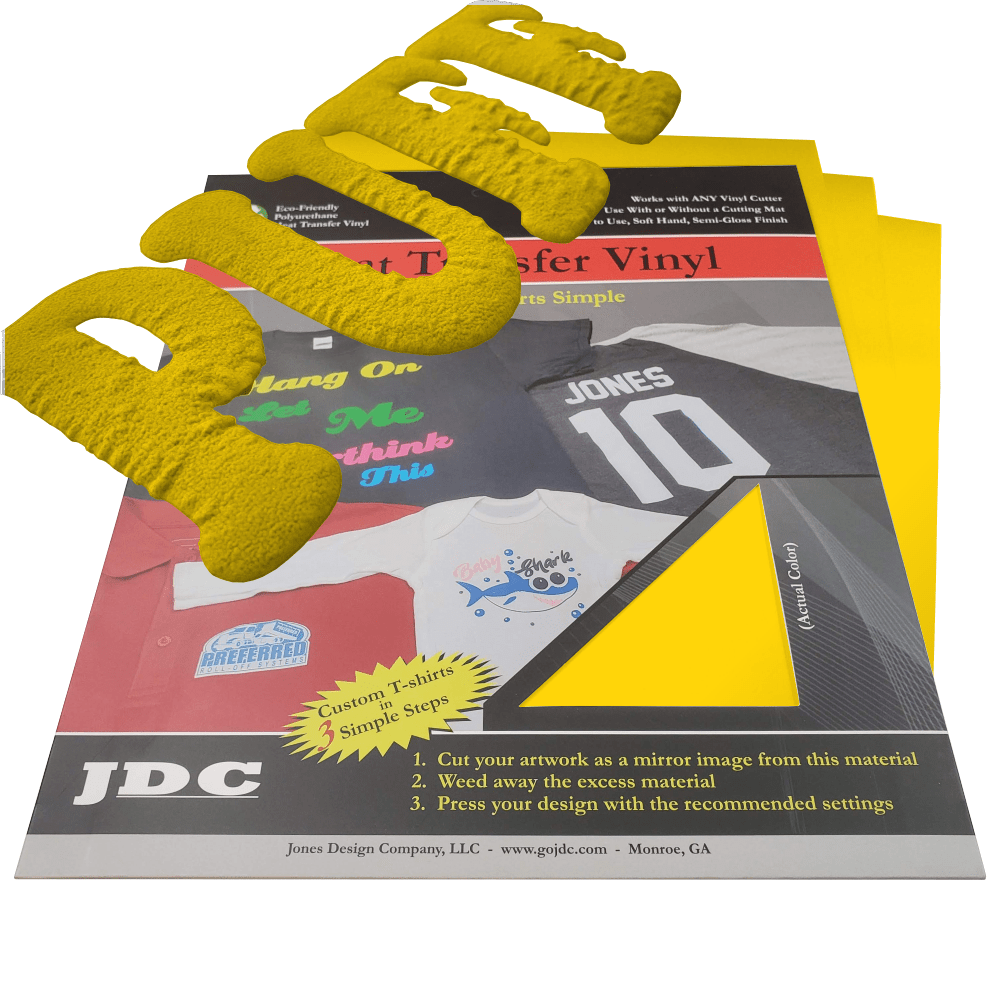JDC (07) Yellow / 3- 10" x 12" Sheets HTV Craft Packs HTV | Craft Packs | 3D Puff Wholesale Craft Sign Vinyl Monroe GA 30656