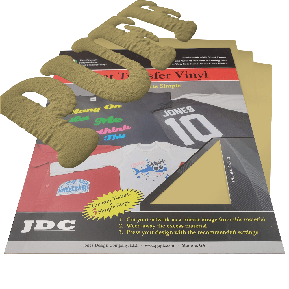 JDC (27) Gold / 3- 10" x 12" Sheets HTV Craft Packs HTV | Craft Packs | 3D Puff Wholesale Craft Sign Vinyl Monroe GA 30656