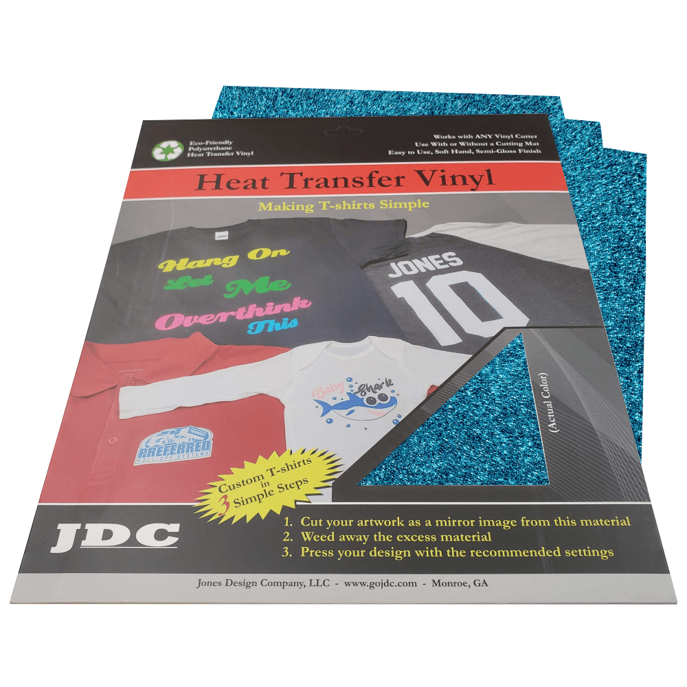 JDC, LLC 3- 10" x 12" Sheets / (32) Aqua HTV Craft Packs HTV | Craft Packs | Glitter Wholesale Craft Sign Vinyl Monroe GA 30656