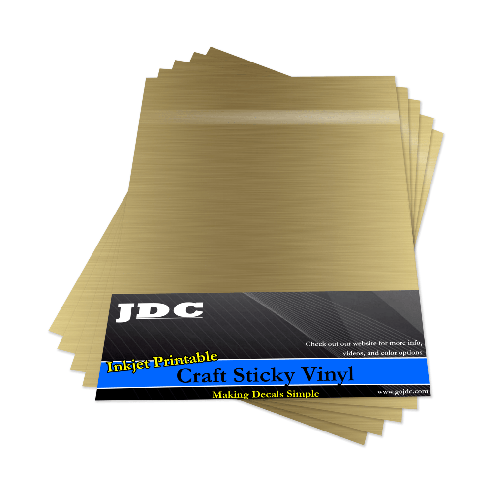 JDC 5 Sheets / (05) Gold Sign Craft Packs Craft Sign Vinyl | Craft Pack | Inkjet Printable Decal Sheets Wholesale Craft Sign Vinyl Monroe GA 30656