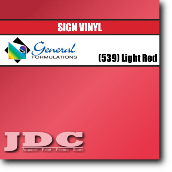 General Formulations 24" / (539) Light Red Sign Vinyl Craft Sign Vinyl | Colors Wholesale Craft Sign Vinyl Monroe GA 30656