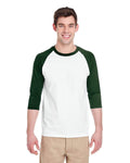Gildan WHITE/FOREST / S Apparel Apparel | Raglan T-shirt Wholesale Craft Sign Vinyl Monroe GA 30656