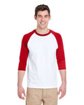 Gildan WHITE/RED / S Apparel Apparel | Raglan T-shirt Wholesale Craft Sign Vinyl Monroe GA 30656