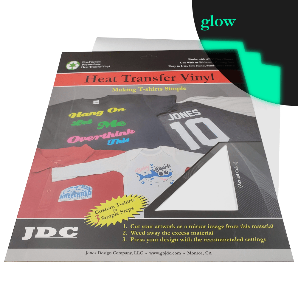 JDC (01) Glow White / 3- 10" x 12" Sheets HTV Craft Packs HTV | Craft Packs | Glow in the Dark Wholesale Craft Sign Vinyl Monroe GA 30656