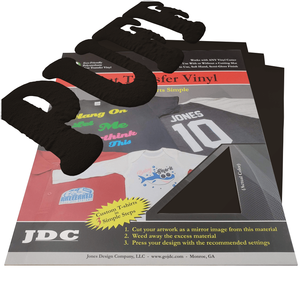 JDC (02) Black / 3- 10" x 12" Sheets HTV Craft Packs HTV | Craft Packs | 3D Puff Wholesale Craft Sign Vinyl Monroe GA 30656