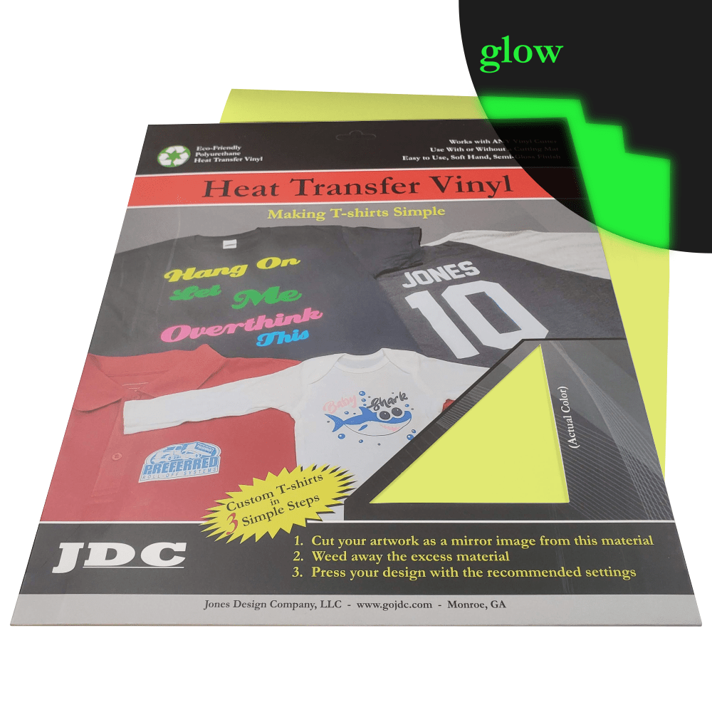JDC (02) Glow Yellow / 3- 10" x 12" Sheets HTV Craft Packs HTV | Craft Packs | Glow in the Dark Wholesale Craft Sign Vinyl Monroe GA 30656