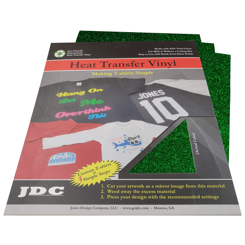 JDC (02) Green / 3- 10" x 12" Sheets HTV Craft Packs HTV | Craft Packs | Glitter Wholesale Craft Sign Vinyl Monroe GA 30656
