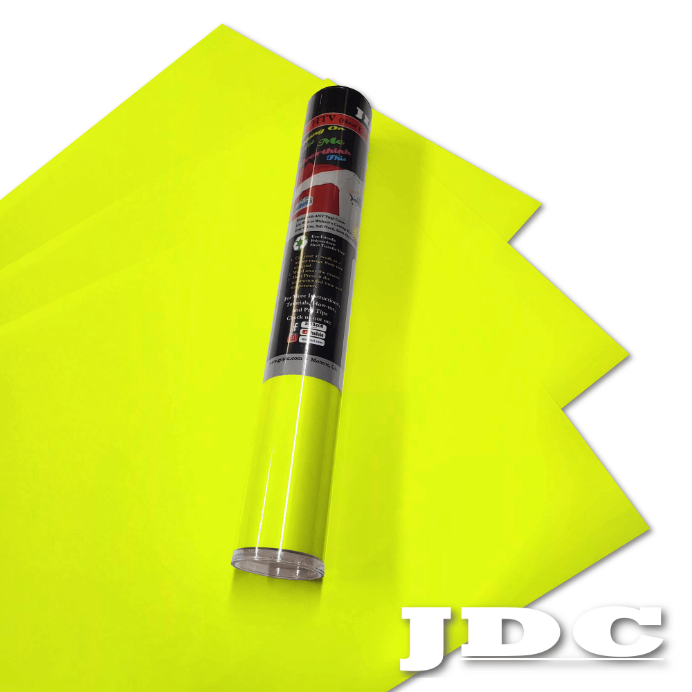 JDC (02) Neon Yellow / 3- 12" x 20" Sheets HTV Craft Packs HTV | Craft Packs | Sublimation Block Wholesale Craft Sign Vinyl Monroe GA 30656