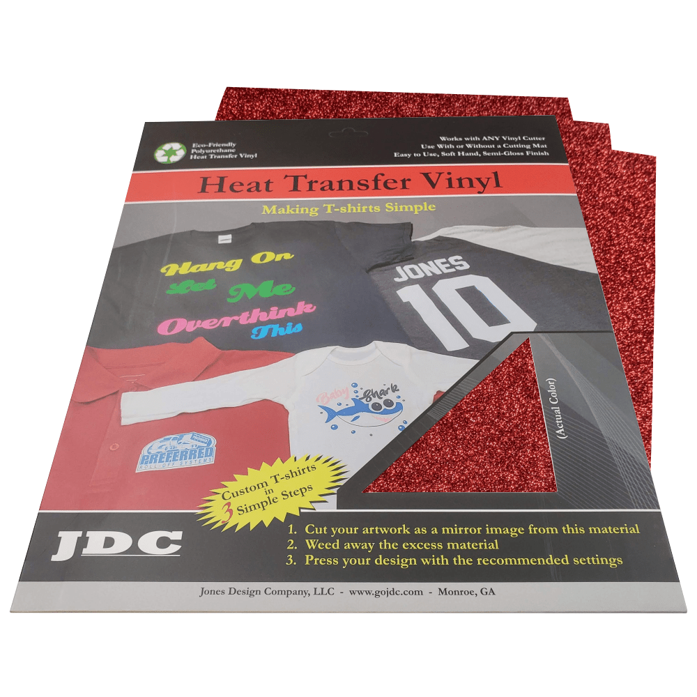 JDC (03) Red / 3- 10" x 12" Sheets HTV Craft Packs HTV | Craft Packs | Glitter Wholesale Craft Sign Vinyl Monroe GA 30656