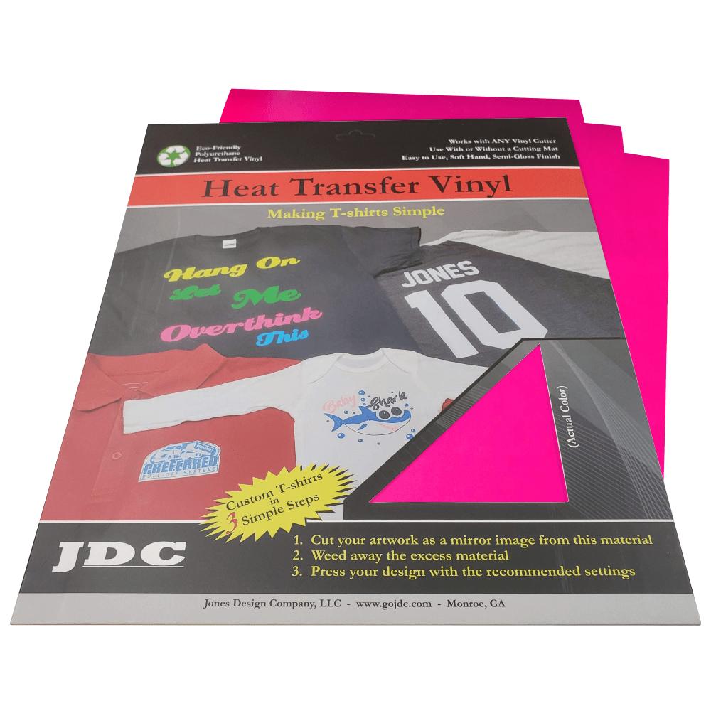 JDC (04) Neon Pink / 3- 10" x 12" Sheets HTV Craft Packs HTV | Craft Packs | Sublimation Block Wholesale Craft Sign Vinyl Monroe GA 30656