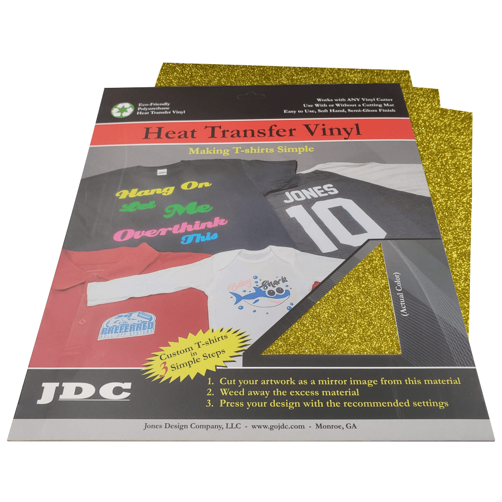 JDC (11) Gold / 3- 10" x 12" Sheets HTV Craft Packs HTV | Craft Packs | Glitter Wholesale Craft Sign Vinyl Monroe GA 30656