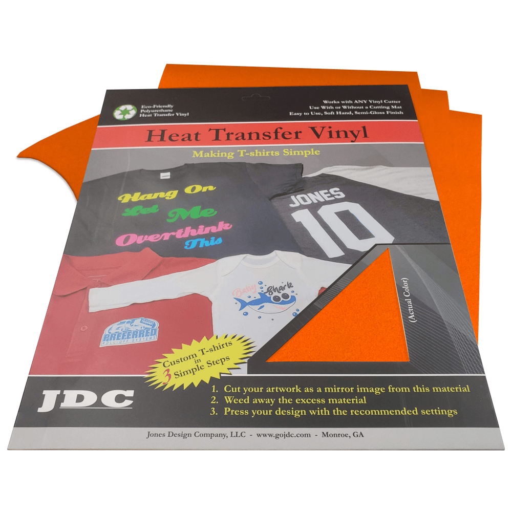 JDC (12) Orange / 3- 10" x 12" Sheets HTV Craft Packs HTV | Craft Packs | 3D Flock Wholesale Craft Sign Vinyl Monroe GA 30656
