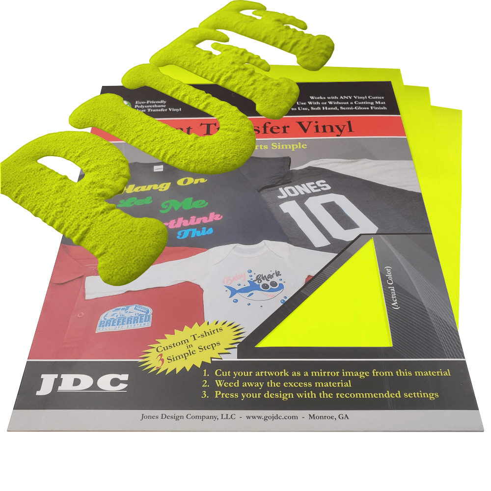 JDC (15) Neon Yellow / 3- 10" x 12" Sheets HTV Craft Packs HTV | Craft Packs | 3D Puff Wholesale Craft Sign Vinyl Monroe GA 30656