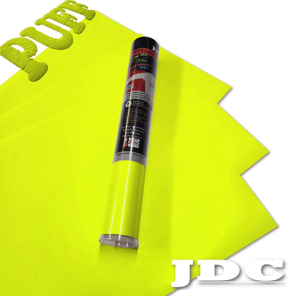JDC (15) Neon Yellow / 3- 12" x 20" Sheets HTV Craft Packs HTV | Craft Packs | 3D Puff Wholesale Craft Sign Vinyl Monroe GA 30656