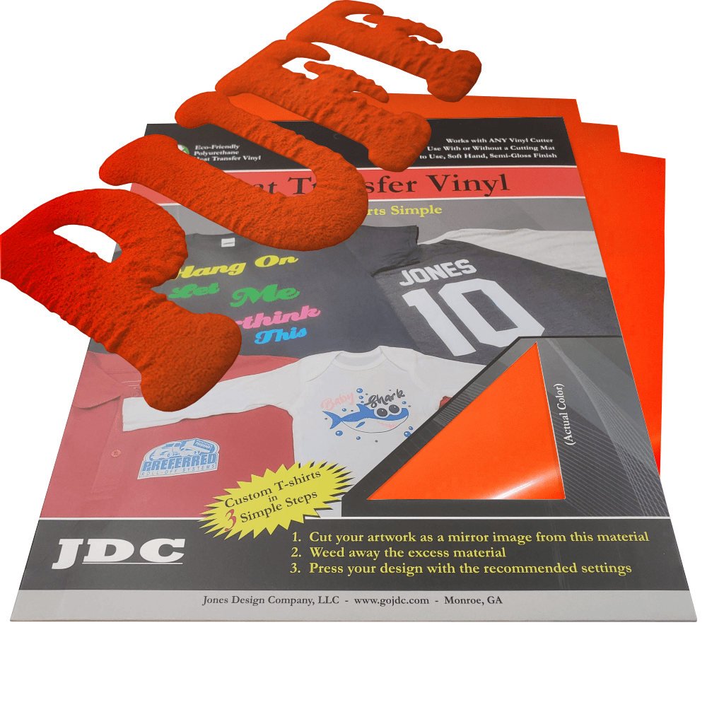 JDC (16) Neon Orange / 3- 10" x 12" Sheets HTV Craft Packs HTV | Craft Packs | 3D Puff Wholesale Craft Sign Vinyl Monroe GA 30656