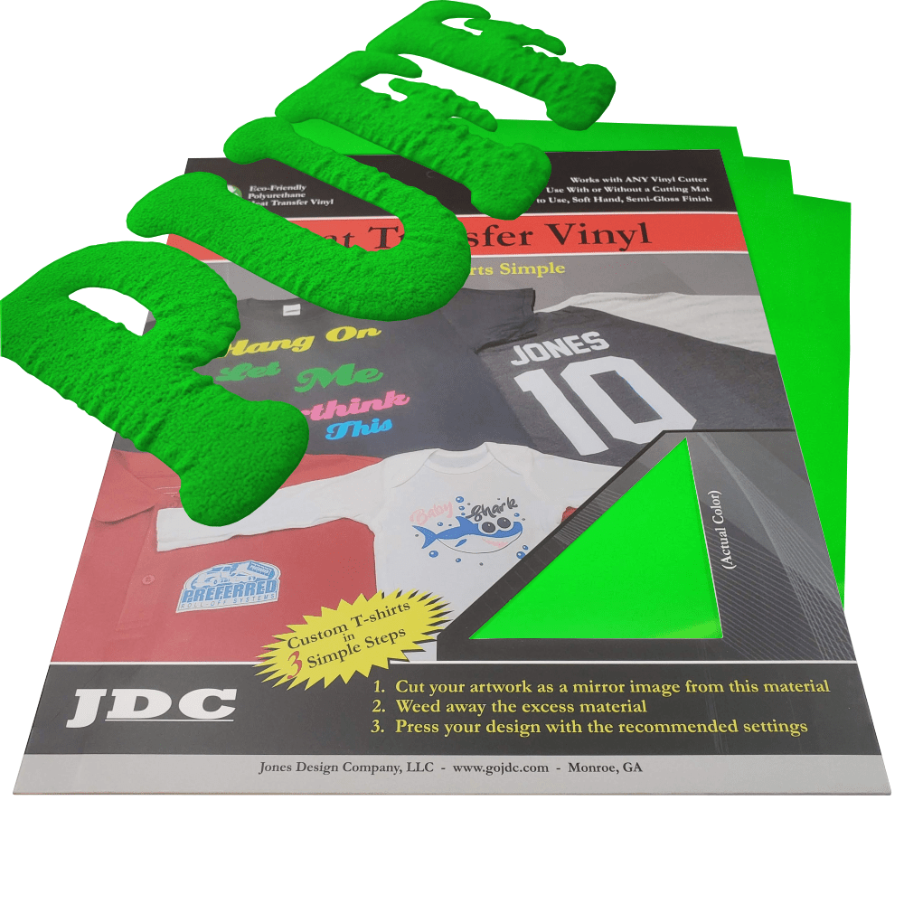 JDC (18) Neon Green / 3- 10" x 12" Sheets HTV Craft Packs HTV | Craft Packs | 3D Puff Wholesale Craft Sign Vinyl Monroe GA 30656