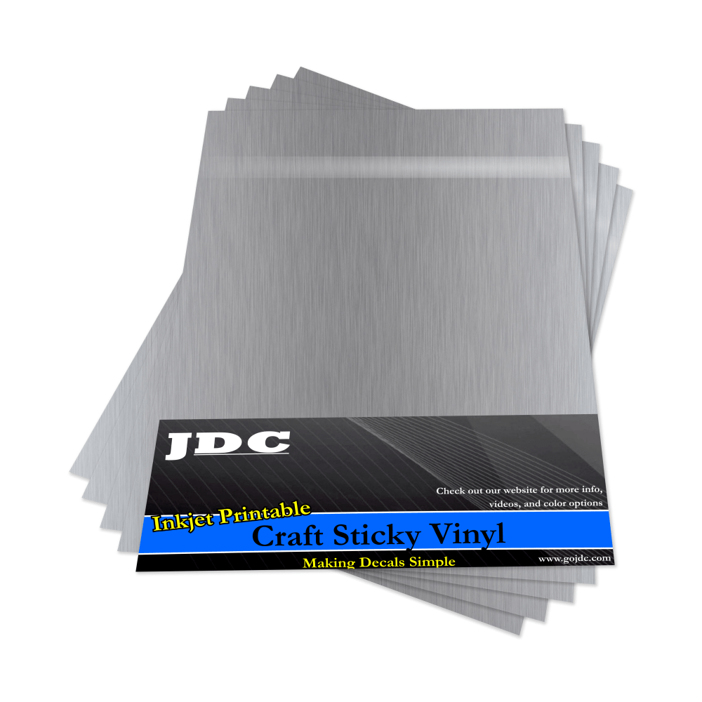 JDC 5 Sheets / (04) Silver Sign Craft Packs Craft Sign Vinyl | Craft Pack | Inkjet Printable Decal Sheets Wholesale Craft Sign Vinyl Monroe GA 30656
