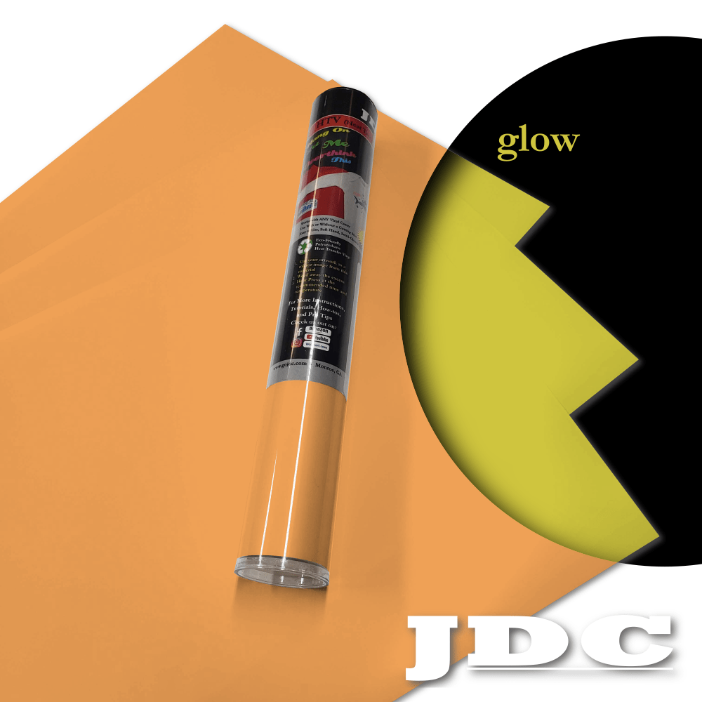 JDC, LLC (03) Glow Orange / 3- 12" x 20" Sheets HTV Craft Packs HTV | Craft Packs | Glow in the Dark Wholesale Craft Sign Vinyl Monroe GA 30656